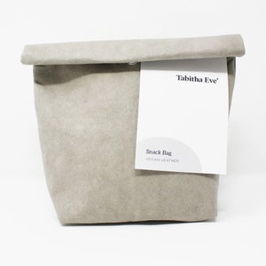 Snack bags made from eco vegan leather store your sandwiches, make up, toiletries Small Grey