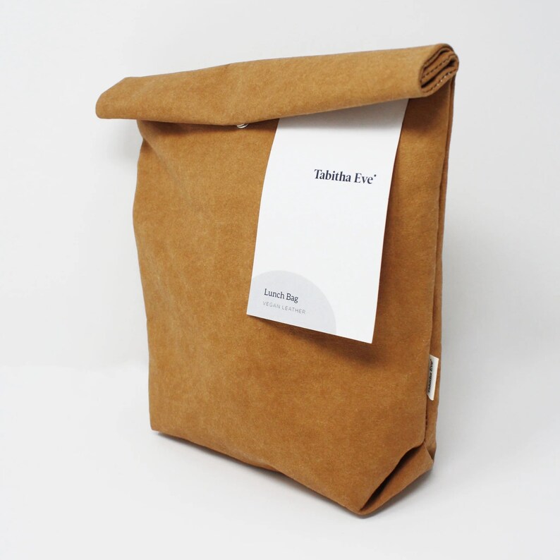 Snack bags made from eco vegan leather store your sandwiches, make up, toiletries Large Brown