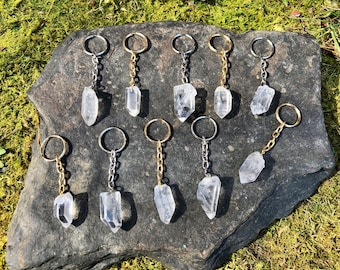 Quartz Point Keychain/ Raw Quartz Crystal/ High Quality Natural Crystal Point Keychain/Clear Quartz Crystal