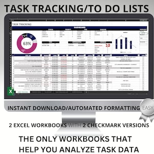 Task Tracker To-Do List Task Analysis & Insight Excel Spreadsheet Productivity Planner