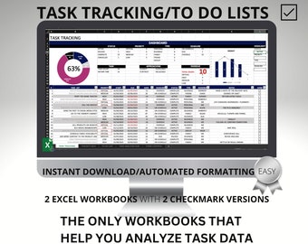 Task Tracker To-Do List Task Analysis & Insight Excel Spreadsheet Productivity Planner