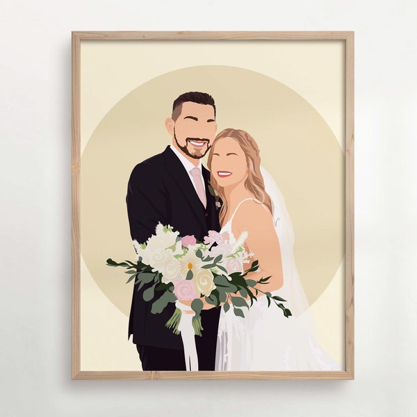 Faceless Portrait, Wedding Gift for Couple Unique, Loved One Portrait, Drawing from Photo, 10 year anniversary gift for husband, Bride Gift