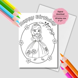 Princesa Frozen para colorir. Cartão de aniversário para imprimir com a Princesa Elsa. Cartão de feliz aniversário com a princesa frozen para colorir. Para baixar