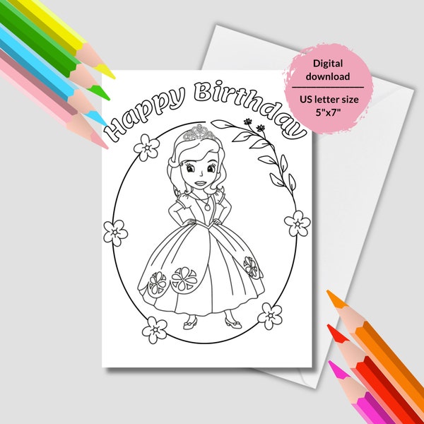 Printable Elsa Birthday Coloring Card - Etsy