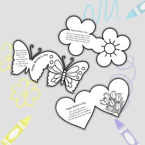 Cartes imprimables à colorier pour la fête des Mères – Lot de 3 cartes de vœux | Coloriages pour la fête des mères | Activité pour les enfants pour la fête des Mères