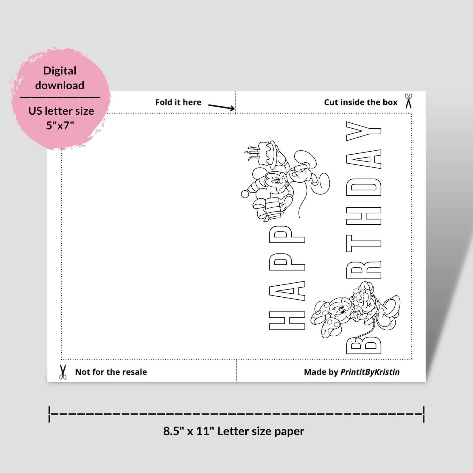 Printable Minnie and Mickey Coloring Birthday Pages. Mickey Mouse ...