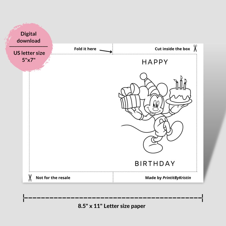 Printable Mickey Mouse Coloring Pages. Birthday Mickey Mouse Craft ...