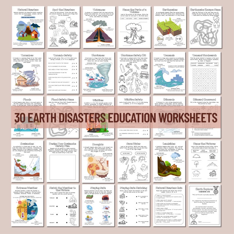 Natural Disasters Science Worksheets for Kids – 30 Educational ...
