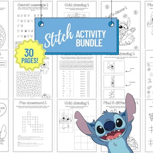 Lilo and Stitch activity pages. Stitch school activity for kids. Coloring Stitch sheet. Stitch maze games. Education activity with Stitch.