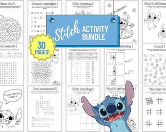Páginas de actividades de Lilo y Stitch. Actividad escolar de Stitch para niños. Hoja para colorear de Stitch. Juegos de laberinto de Stitch. Actividad educativa con Stitch.