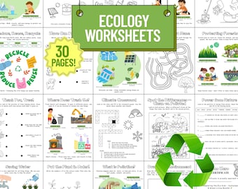 Eco Kids Printable Worksheet Bundle - Sustainability & Green Living (PDF)