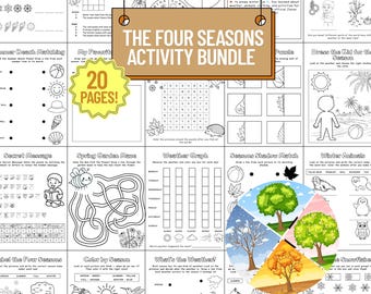 Learning Through Seasons Activity Bundle – 20 Printable Worksheets for Kids, Seasons & Weather PDF
