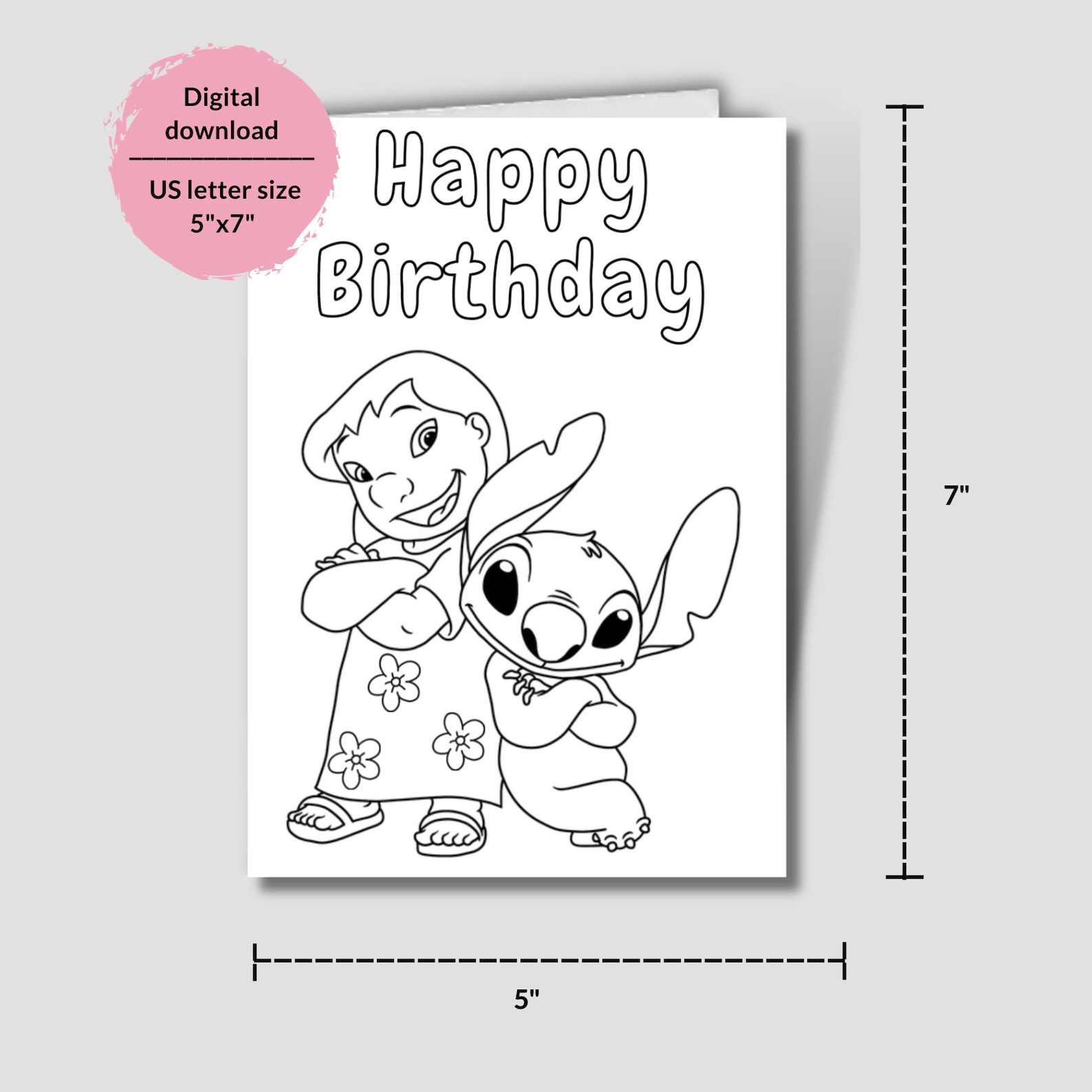 Lilo and Stitch Coloring Page. Printable Stitch Birthday Cards. Stitch ...