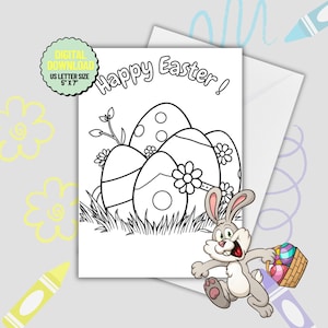 Dibujos de huevos de Pascua para colorear. Tarjetas de felicitación de Pascua para colorear. Tarjeta imprimible de huevos de Pascua para niños. Dibujos de Pascua para colorear.
