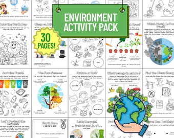 Earth Day Aktivitäten Paket: 30 Seiten Natur & Recycling Arbeitsblätter (Digitaler Download)