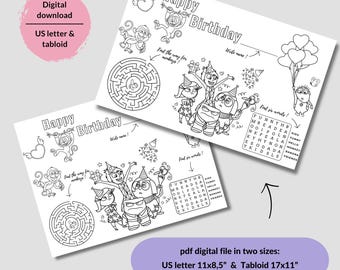 Inside Out 2 Birthday Coloring Pages: US Letter & Tabloid (Digital Download)