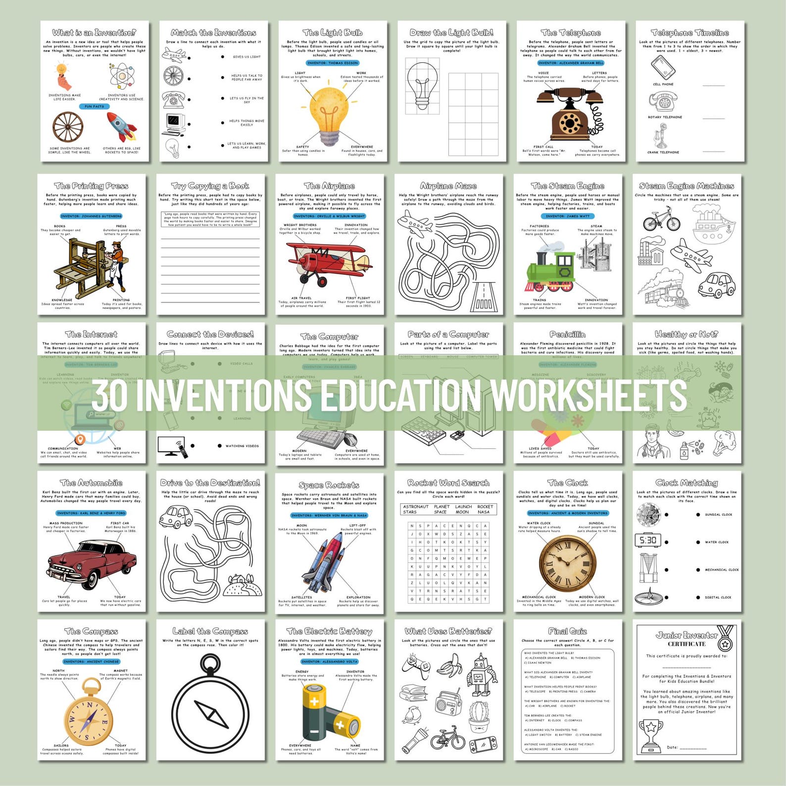 Inventions & Inventors for Kids Printable Bundle | STEM Educational ...