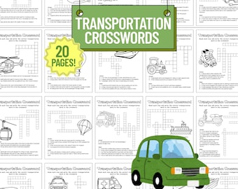 Transportation Crossword Printable – 20-Page Activity Bundle (Ages 8–10, PDF)