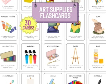 Art Supplies Flashcards for Kids: Printable Educational Activity (PDF)