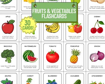 Fruits and Vegetables Flashcards | Toddler Learning Printables (PDF)