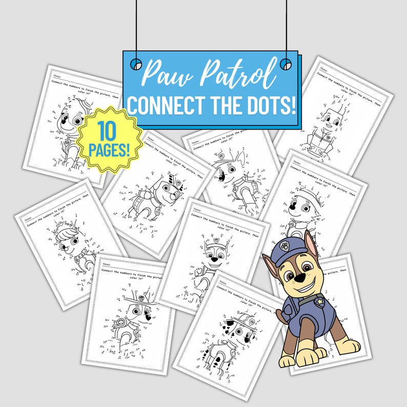 Paw Patrol Connect the Dots Printable | Kids Activity Pages | Dot to ...