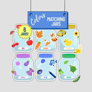 Montessori Farbabgleichgläser | Druckbare Aktivität für Vorschule | Farben Sortier-Spiel lernen | Kleinkind Lernen | Color Match PDF-Spiel für Kinder