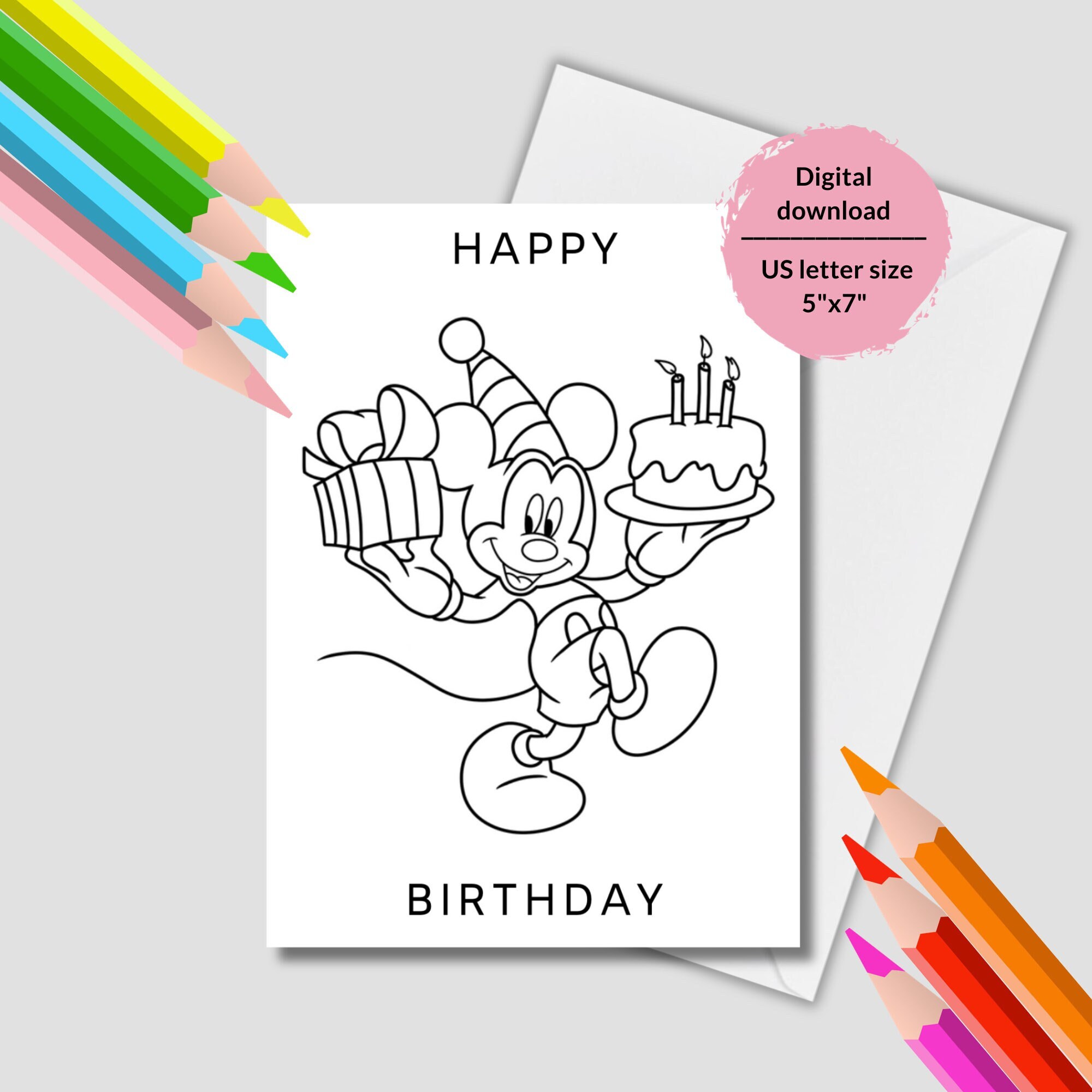 Printable Mickey Mouse Coloring Pages. Birthday Mickey Mouse Craft ...