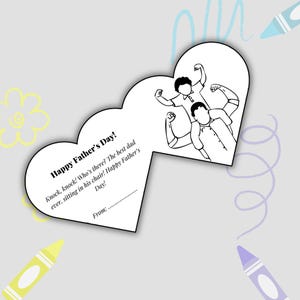 Cartão de piada Knock Knock para o Dia dos Pais - Cartão para colorir em formato de coração para o pai - Cartão engraçado para imprimir para crianças - Presente DIY para o Dia dos Pais - Baixar