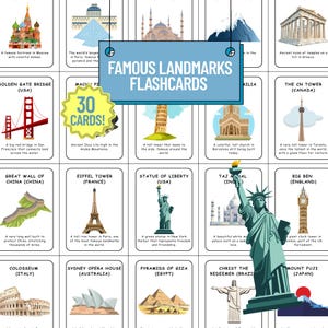Landmark Flashcards: World Geography Montessori Learning (digital ...