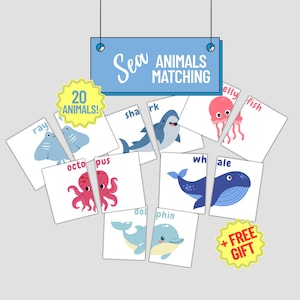 Sea Animals Matching Game: Montessori Preschool Printable (PDF)