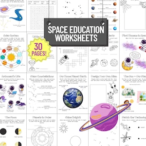 Space Learning Activity Book: 30 Printable Worksheets for Kids (PDF Download)