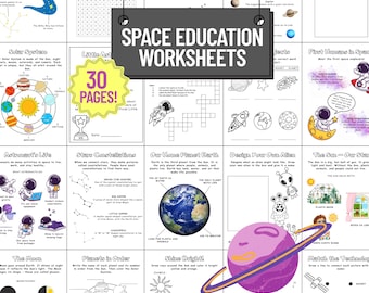 Space Learning Activity Book: 30 Printable Worksheets for Kids (PDF Download)