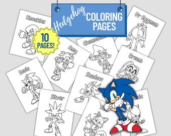 Sonic the hedgehog coloring pages for kids. Printable sonic character coloring sheets. Sonic themed coloring pages instant download.
