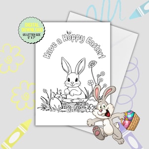 Biglietti di auguri di Pasqua da colorare. Pagine da colorare di Pasqua per bambini. Biglietti da colorare di Buona Pasqua. Pagine da colorare di Pasqua saltellante.