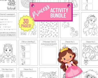 Princess Activity Bundle: 30 Page Coloring & Game Pack (PDF)