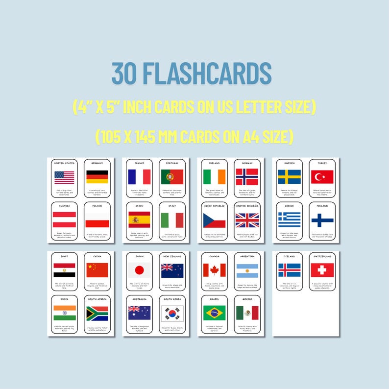 Countries and Flags Flashcards | Geography Learning Game (digital ...