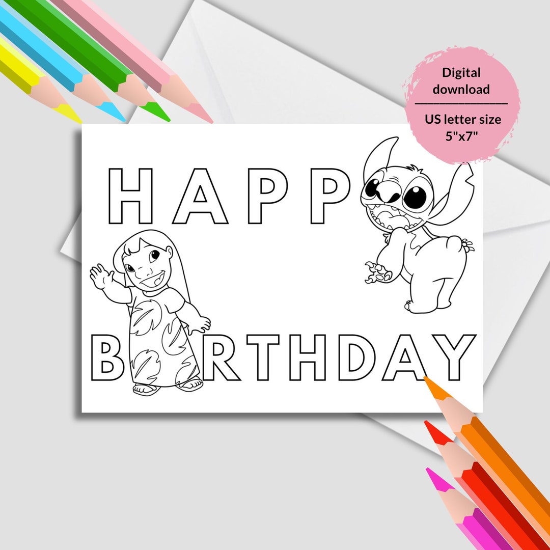Printable Lilo and Stitch Coloring Birthday Pages. Stitch Colouring ...