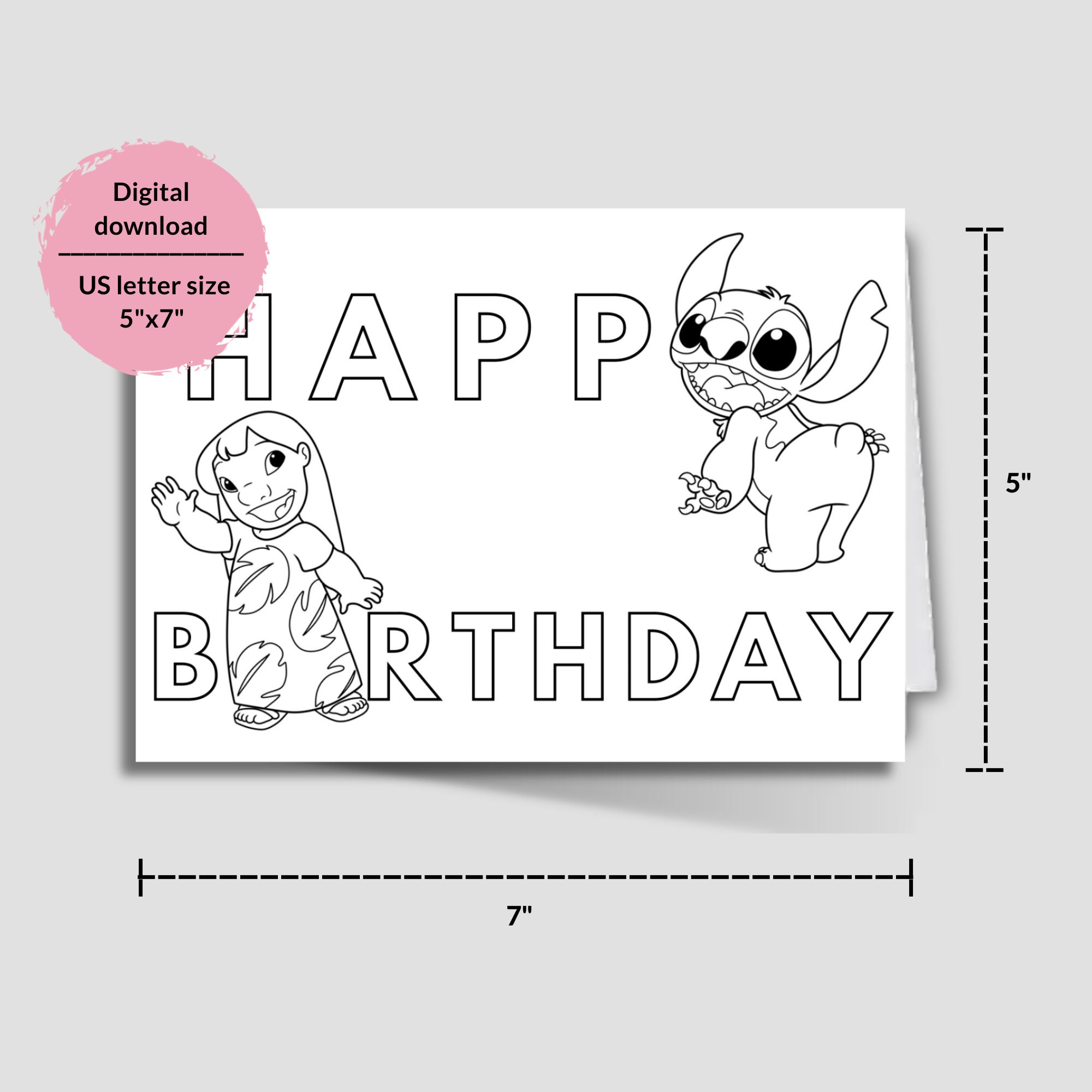 Printable Lilo and Stitch Coloring Birthday Pages. Stitch Colouring Pages. Geburtstagskarte ...