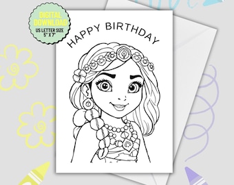 Moana Birthday Coloring Card: Printable Kids Activity (PDF)