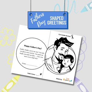 Cartão para colorir em formato de coração para o Dia dos Pais - Design "Papai e Eu" - Cartão para imprimir para o Dia dos Pais para crianças - Atividade de artesanato digital "Faça você mesmo" para o pai
