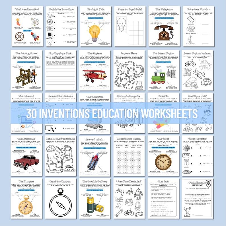 Inventions for Kids Printable Bundle: STEM History Activities (PDF) - Etsy