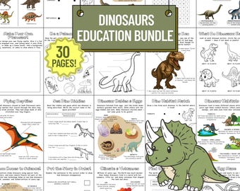Dinosaur Activity & Learning Printables: Homeschool Bundle (30 Pages) (PDF)