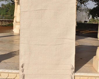 Handmade Cotton Yoga Mat | Natural Cotton Rug | Eco-Friendly Yoga Mat Runner | Boho Neutral Fitness Mat | Washable Yoga Rug Exercise Mat
