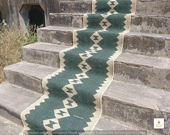 Handmade Wool Jute Kilim Runner Rug: Bohemian Entryway Decor