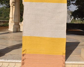 Handmade Cotton Yoga Mat | Boho Striped Meditation Rug
