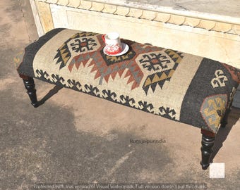 Handgefertigte Kilim Sitzbank : Kilim Wollteppich Gepolsterte Ottomane Kilim Sitzbank Kilim Jutebank Handgefertigt Klappbar