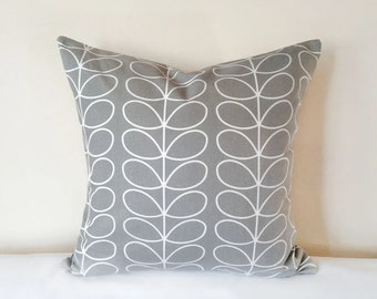 Scandinavian Style Double Sided Linear Stem Dandelion Cushion Cover, Handmade Cushion Cover, Grey Cushion Cover, Silver Pillow Case