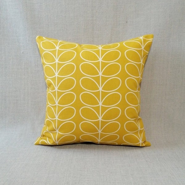 Scandinavian Style Double Sided Linear Stem Dandelion Cushion Cover, Handmade Cushion Cover, Mustard Cushion Cover, Yellow Pillow Case