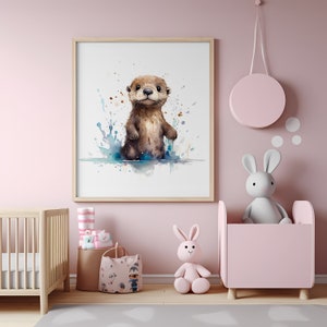 Baby Otter Illustration | Adorable Watercolor Art for Nursery Decor | High Quality Digital Art | 300 dpi