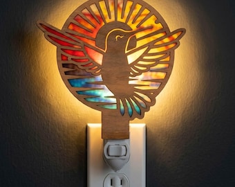 Sunburst Hummingbird Night Light Svg | Laser Cut File | Lamp Template | Digital Download | SVG PDF DXF